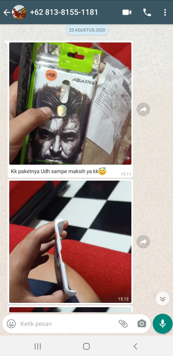 Testimoni pelanggan Cuztoom - Screenshot chat WhatsApp #1