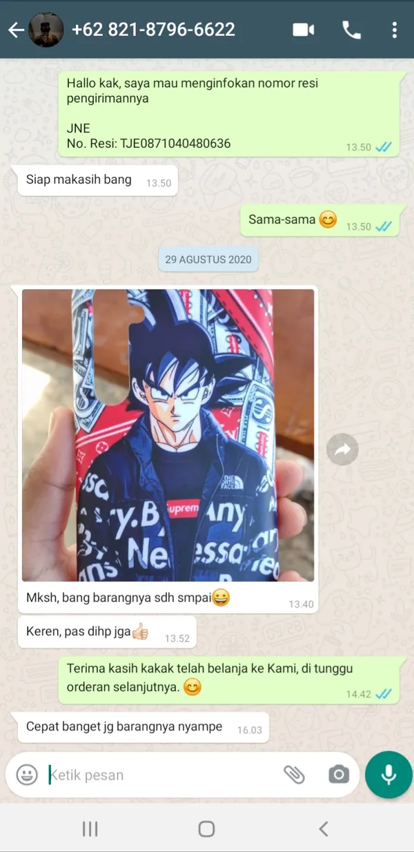 Testimoni pelanggan Cuztoom - Screenshot chat WhatsApp #2