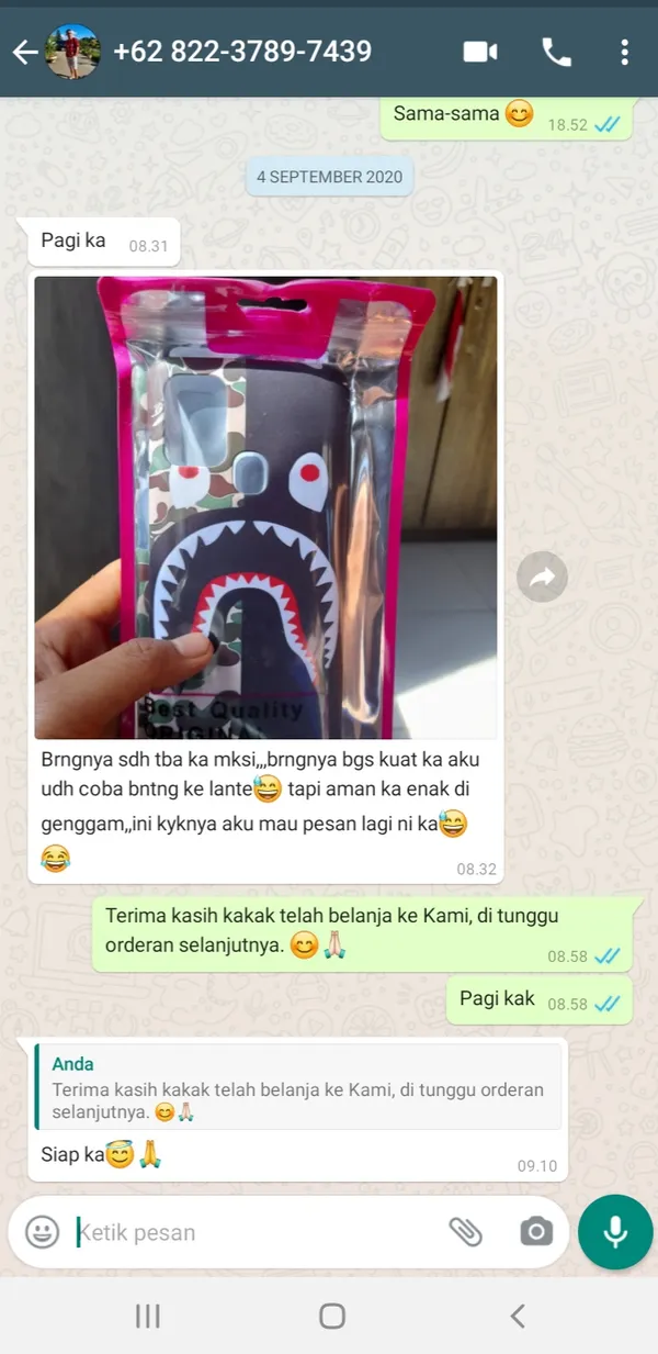 Testimoni pelanggan Cuztoom - Screenshot chat WhatsApp #4