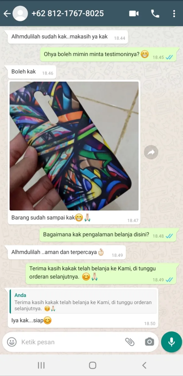 Testimoni pelanggan Cuztoom - Screenshot chat WhatsApp #6