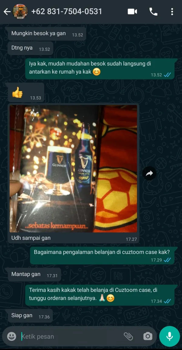 Testimoni pelanggan Cuztoom - Screenshot chat WhatsApp #12