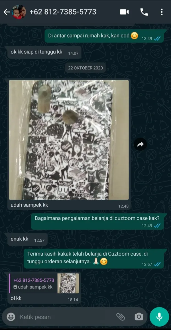 Testimoni pelanggan Cuztoom - Screenshot chat WhatsApp #15