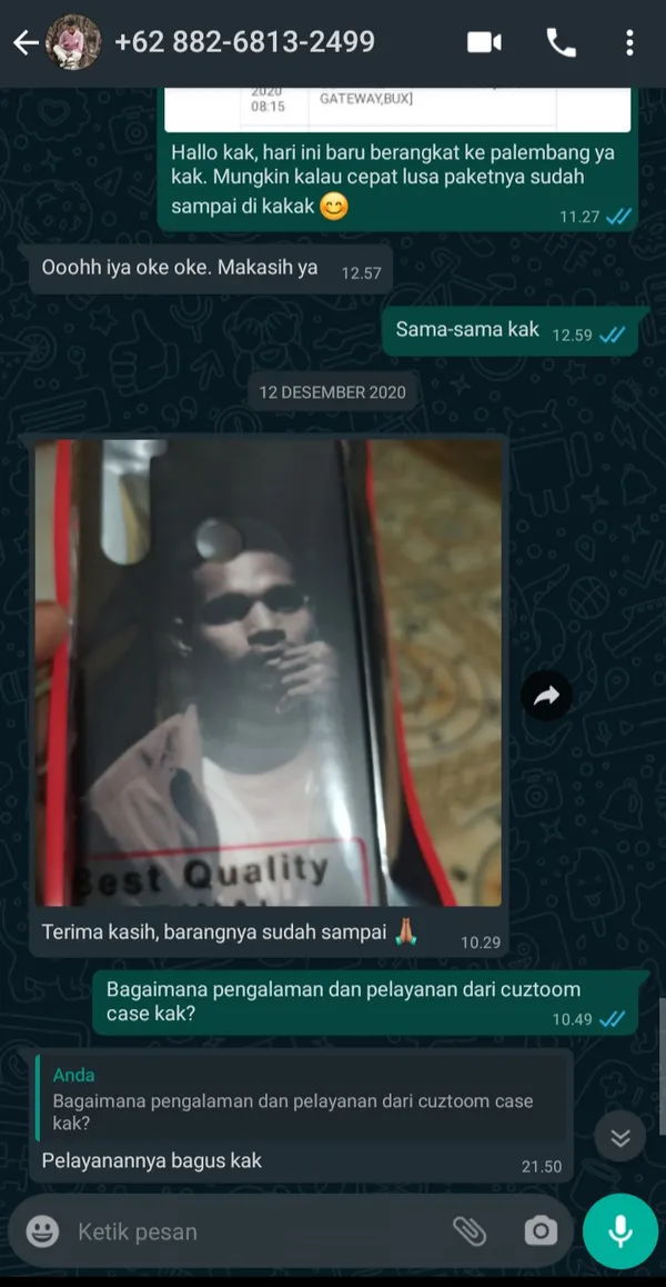 Testimoni pelanggan Cuztoom - Screenshot chat WhatsApp #18