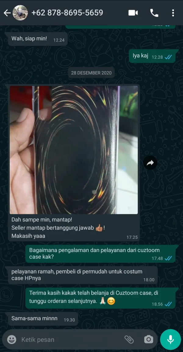 Testimoni pelanggan Cuztoom - Screenshot chat WhatsApp #20