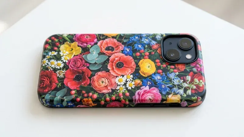 Custom case HP iPhone 13 desain floral UV print dari Cuztoom