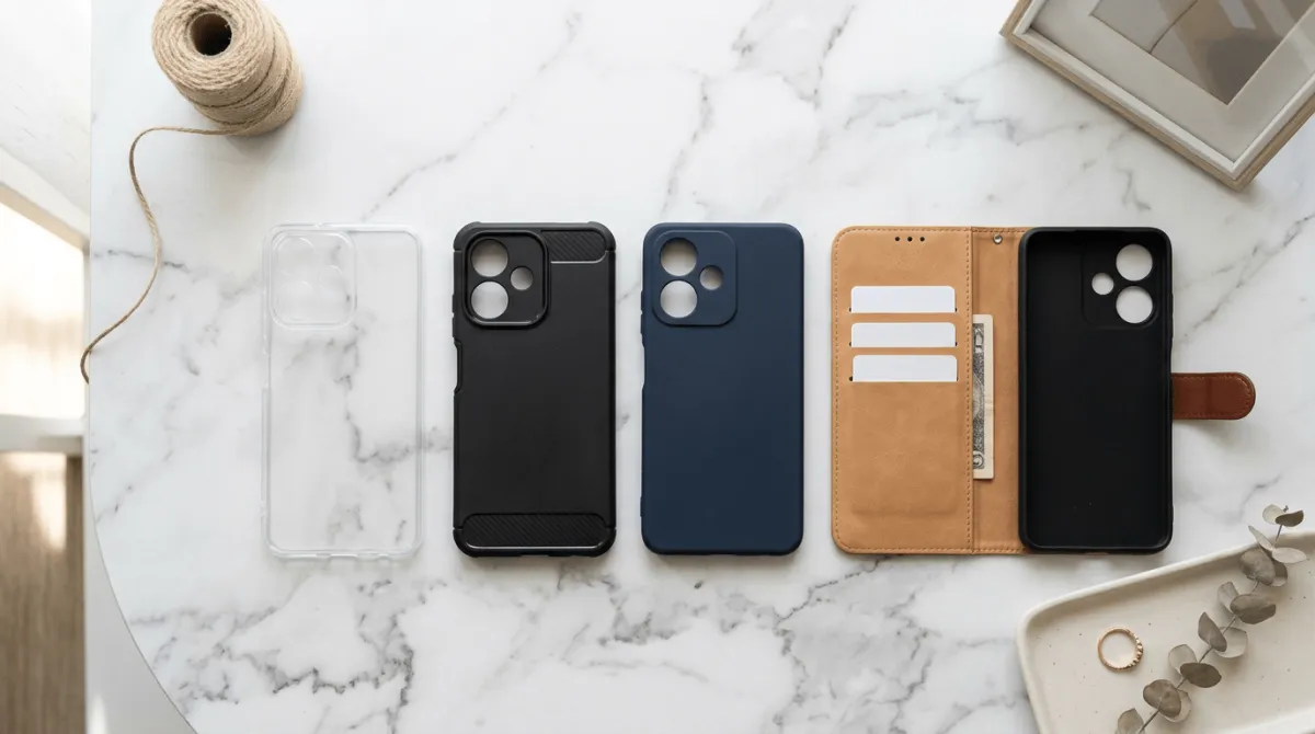 Perbandingan jenis case HP Infinix Hot 50 softcase hardcase dan hybrid
