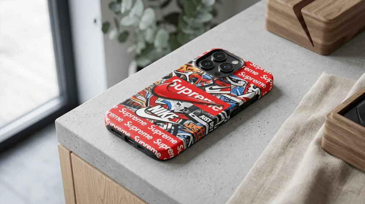 Case HP Nike Supreme custom desain streetwear branded di Cuztoom