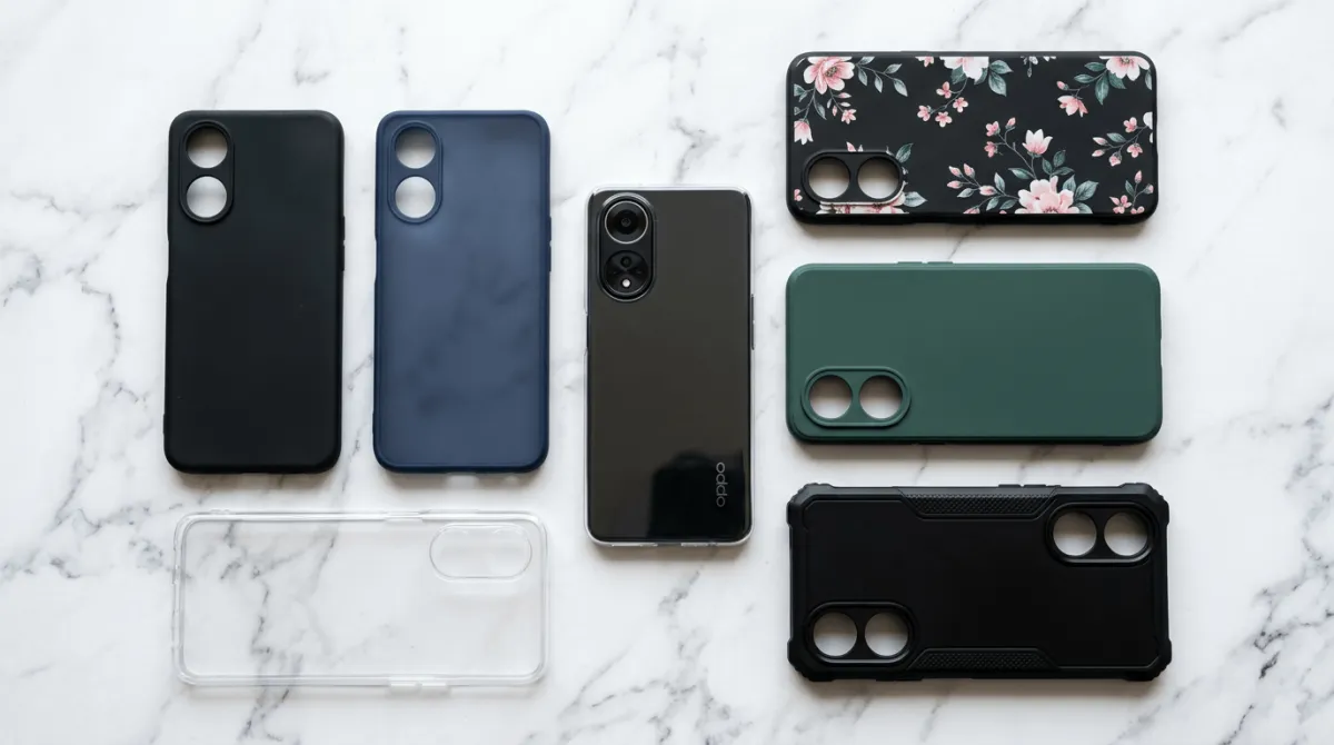 Perbandingan jenis case HP Oppo A58 - soft case, hard case, dan hybrid case