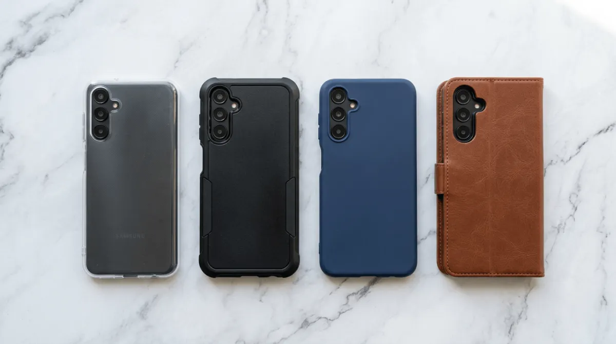 Perbandingan jenis case softcase, hardcase dan hybrid untuk Samsung Galaxy A06