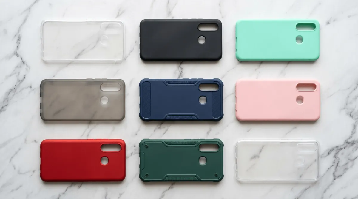 Berbagai jenis material case HP Vivo Y19s dari softcase TPU hingga hardcase polycarbonate
