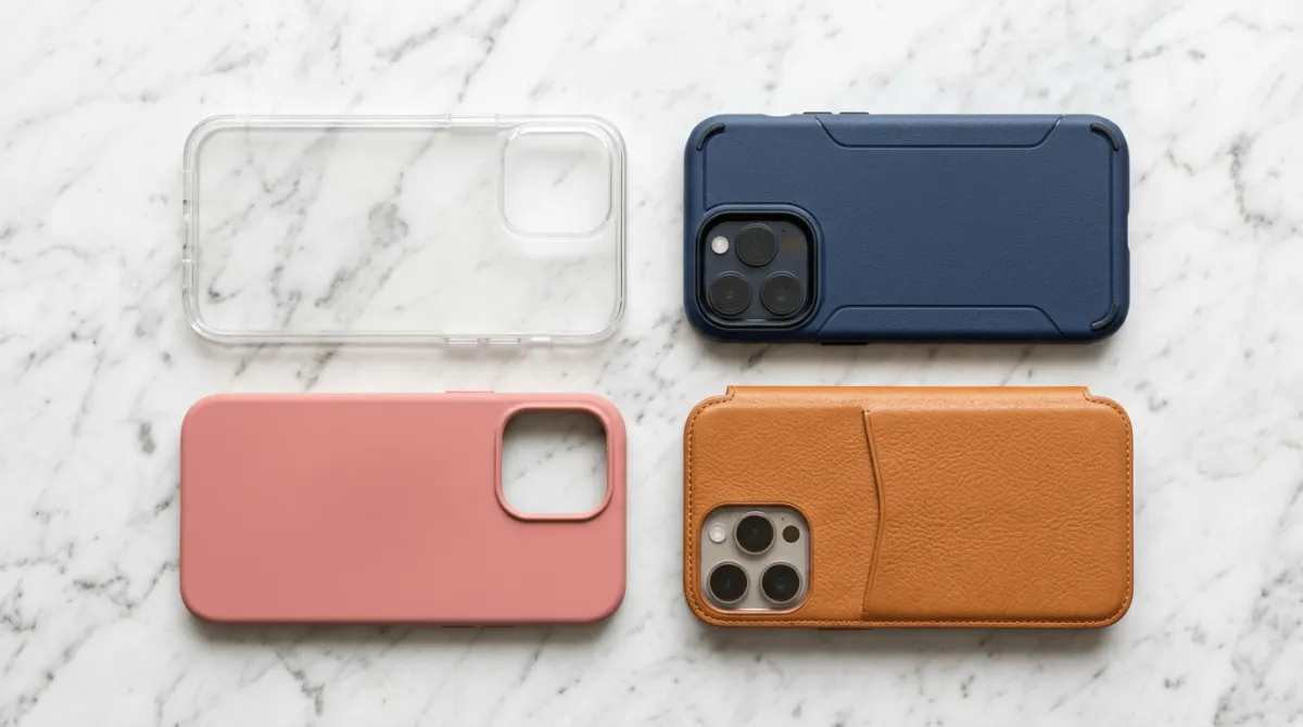Perbandingan jenis case iPhone 16 Pro Max hardcase softcase dan clear case