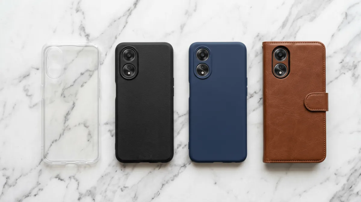 Perbandingan berbagai jenis case Oppo A38 - softcase, hardcase, dan rugged case