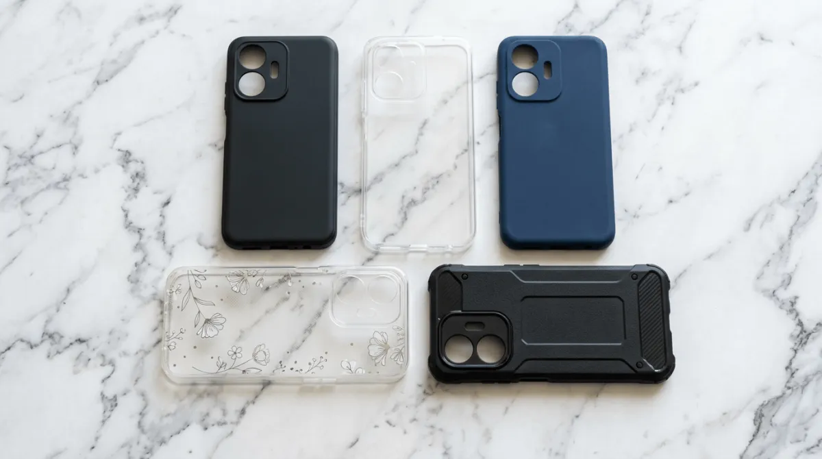 Perbandingan jenis casing Realme C61 hardcase softcase dan flip case