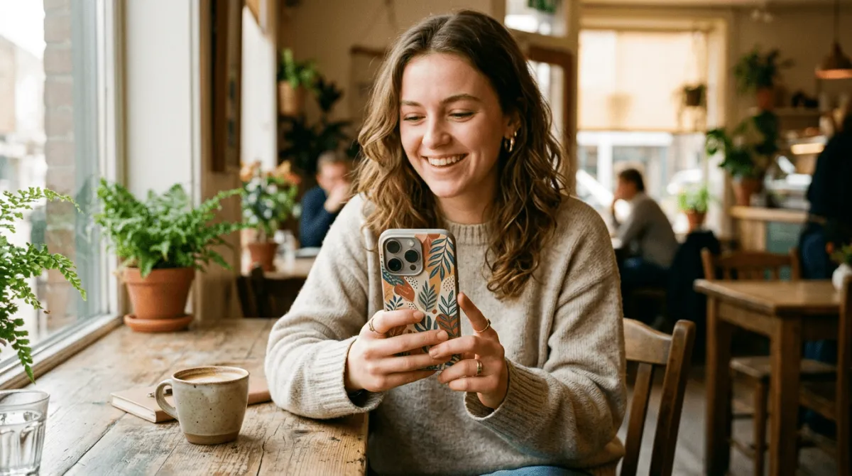 Berbagai custom case iPhone 15 Pro Max dengan desain unik tersusun rapi menunjukkan variasi pilihan