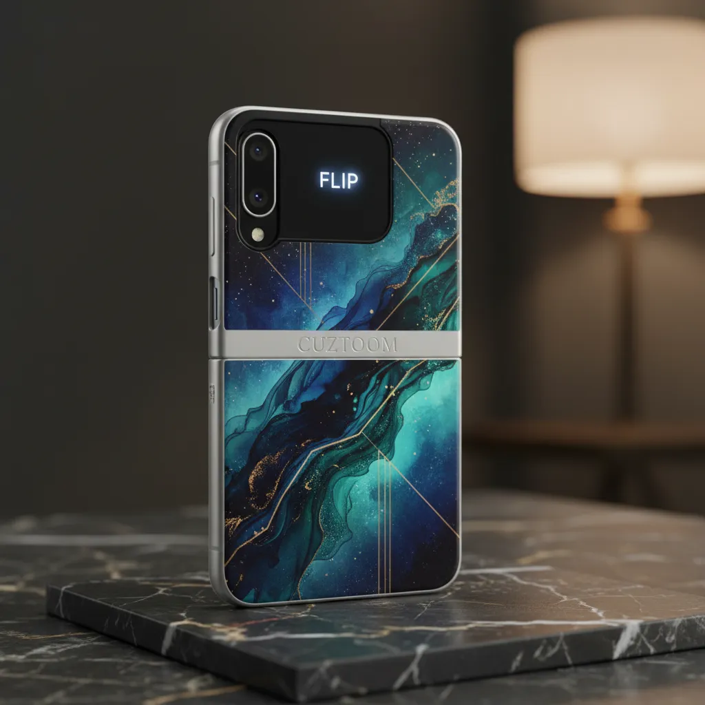 casing Samsung Galaxy Z Flip 6 dengan potongan kamera dan engsel presisi