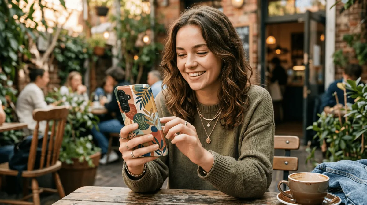 Proses produksi hardcase Samsung Galaxy A56 dengan teknologi UV printing di fasilitas Cuztoom