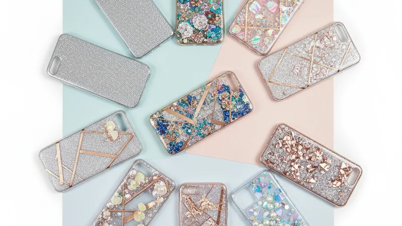 casing hp oppo a3s glitter dengan efek holografik warna pink dan gold