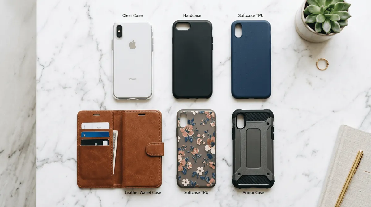 suasana toko aksesoris handphone di mall dengan berbagai pilihan casing
