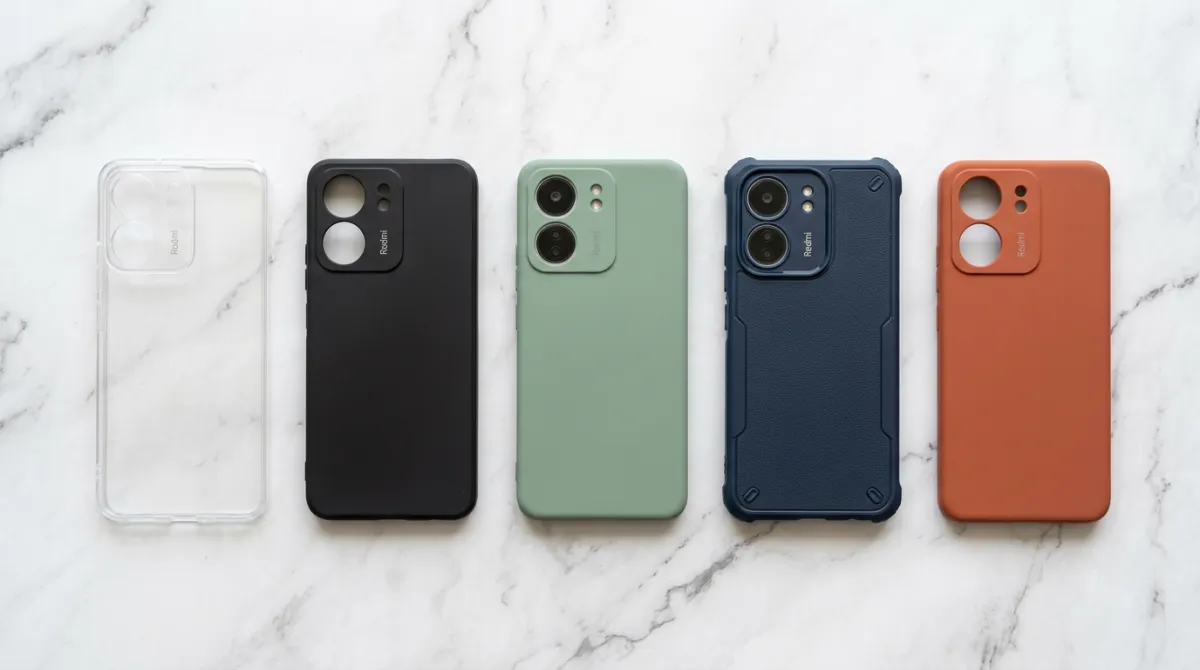 Perbandingan jenis softcase Redmi 13C transparan dan warna
