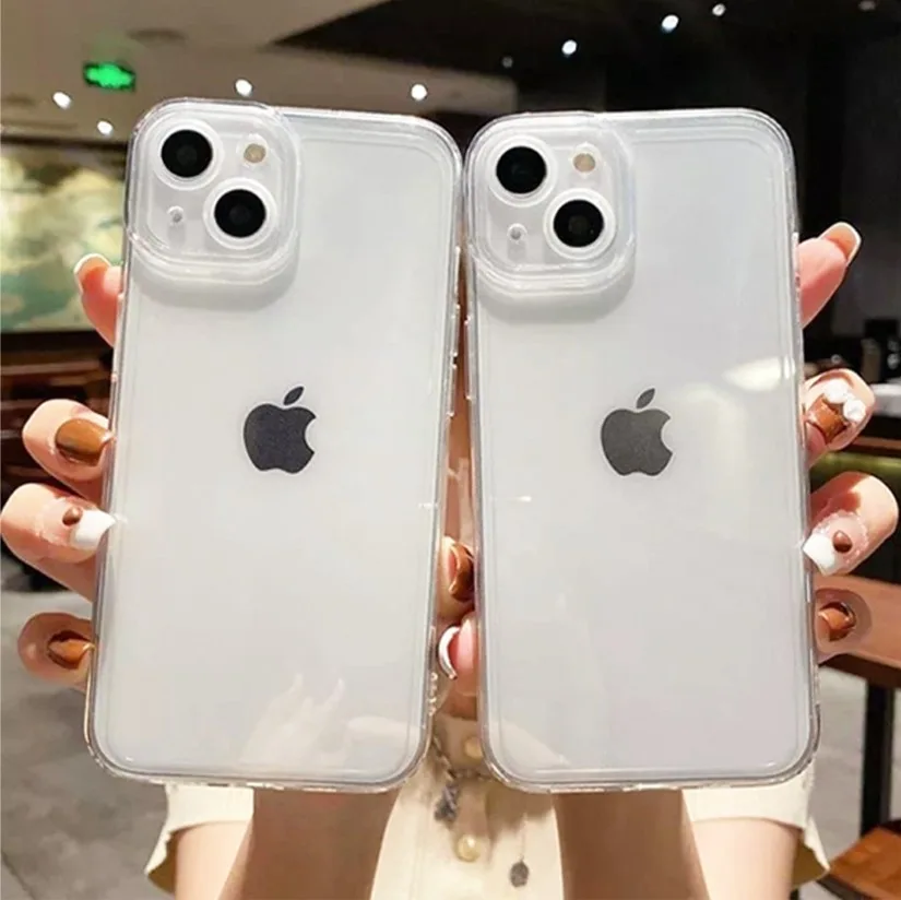 Dua clear case premium polos bening dipasang di HP