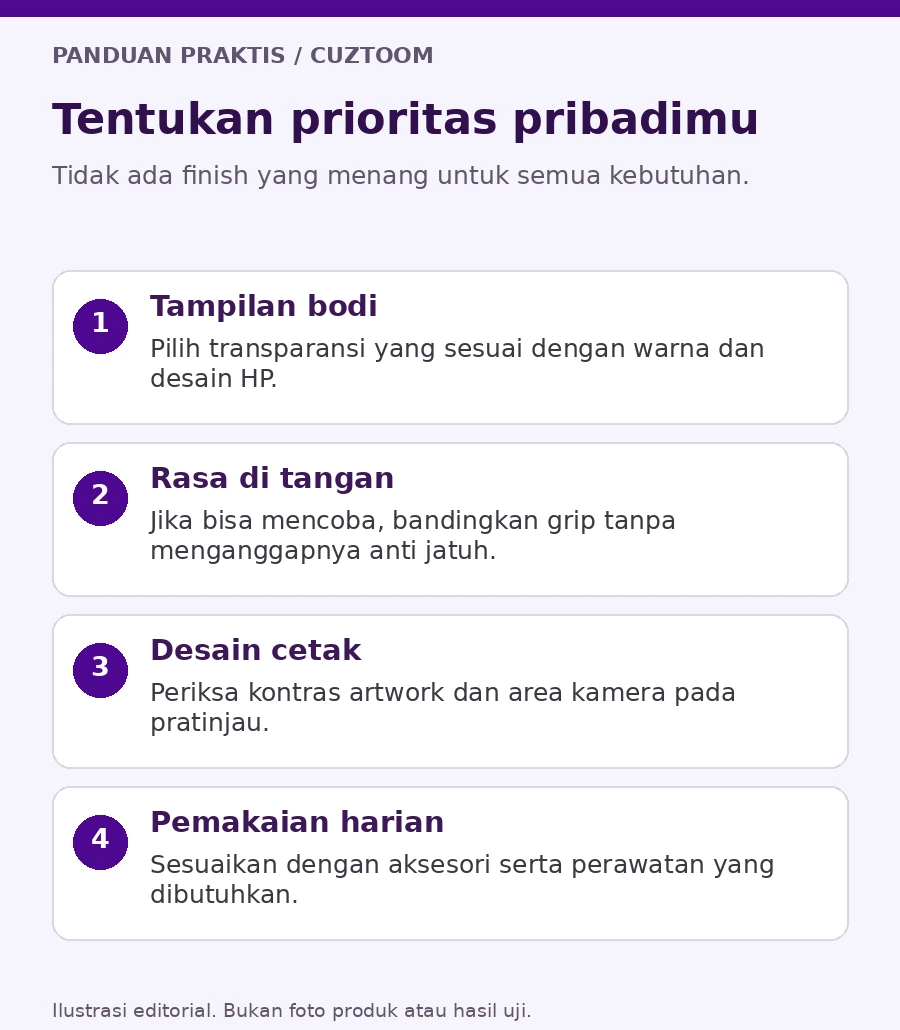Ilustrasi tentukan prioritas pribadimu untuk pemilihan case