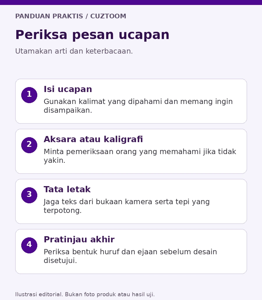 Ilustrasi pemeriksaan makna ucapan, sambungan huruf, dan keterbacaan font pada desain case