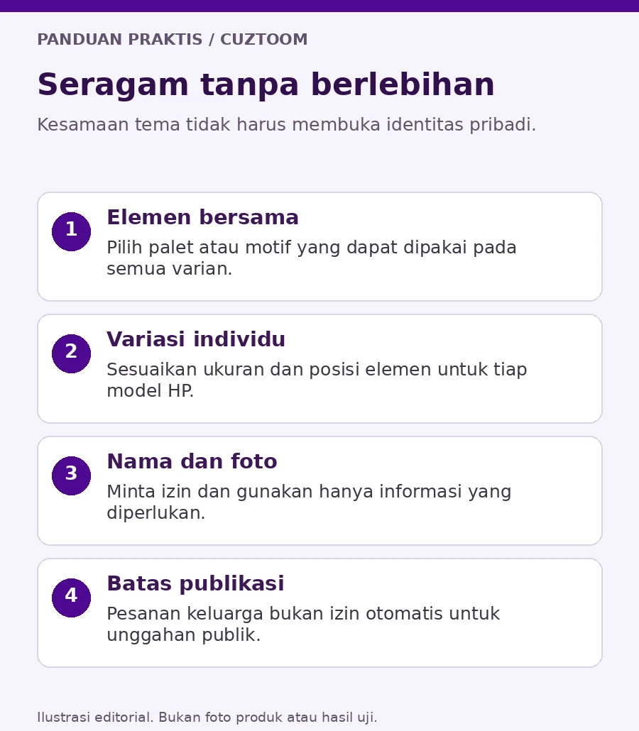 Ilustrasi perencanaan variasi case keluarga memakai kode privat tanpa nama atau foto pribadi