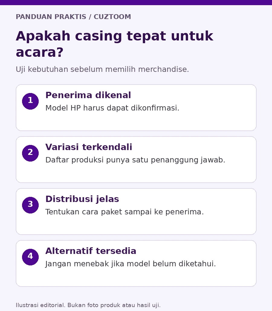 Diagram kapan casing layak dipilih sebagai merchandise acara untuk merchandise event