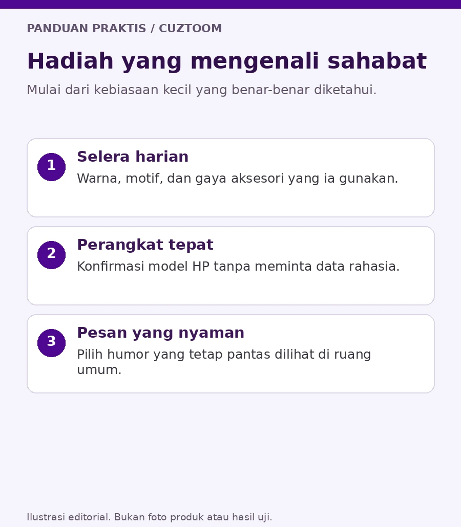 Hadiah yang mengenali sahabat. Ilustrasi panduan Cuztoom.