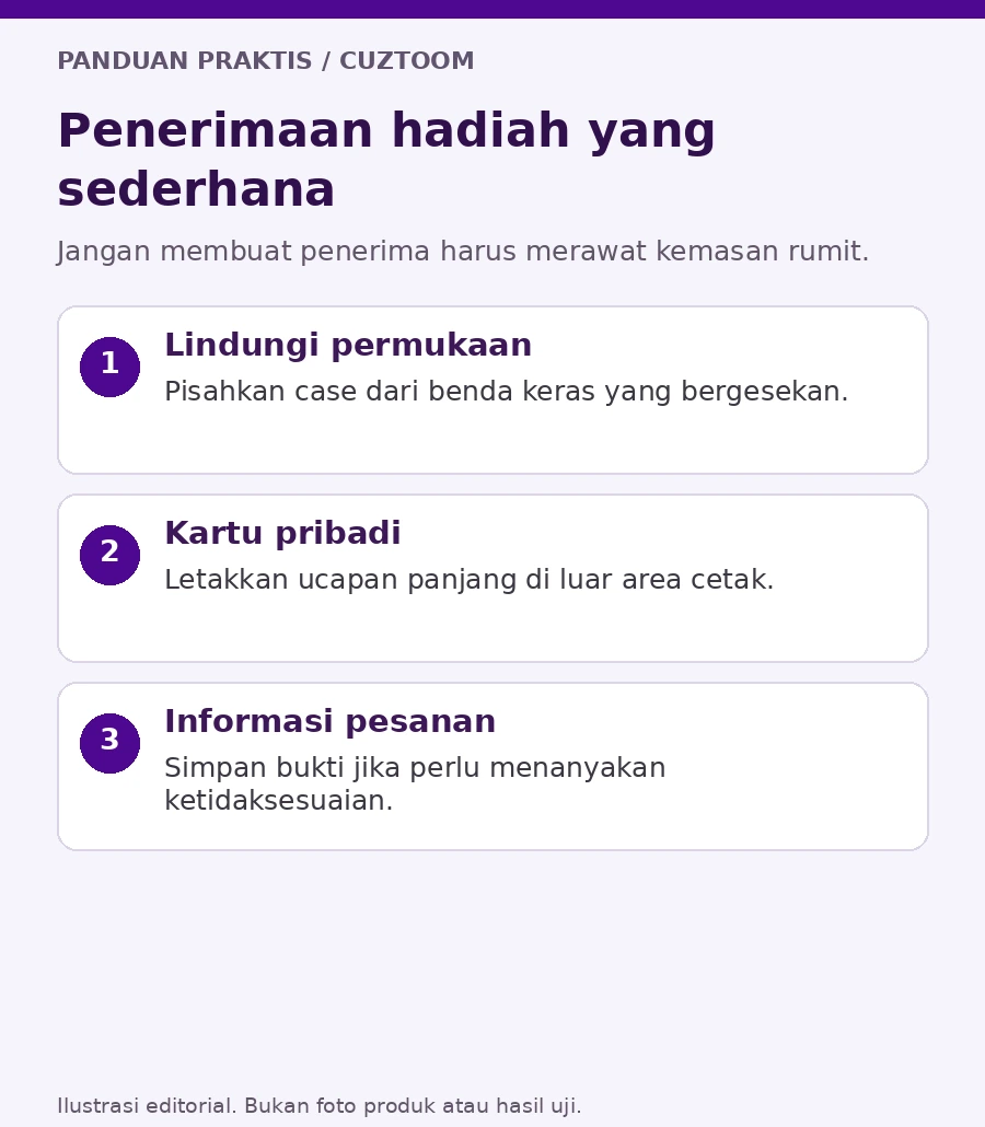 Penerimaan hadiah yang sederhana. Ilustrasi panduan Cuztoom.