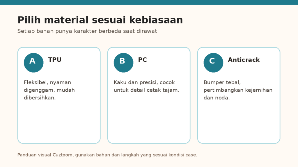Perbandingan material TPU polycarbonate dan anticrack untuk case HP